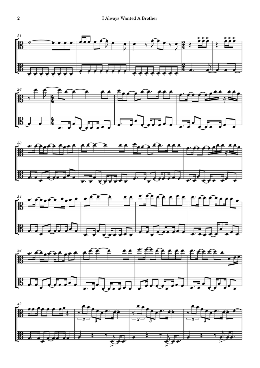 I Always Wanted A Brother String Duet scores gallery preview page 2