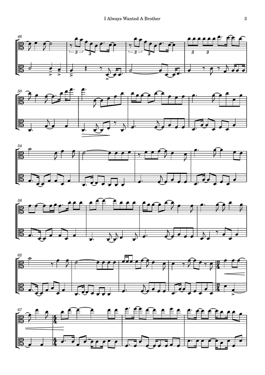 I Always Wanted A Brother String Duet scores gallery preview page 3