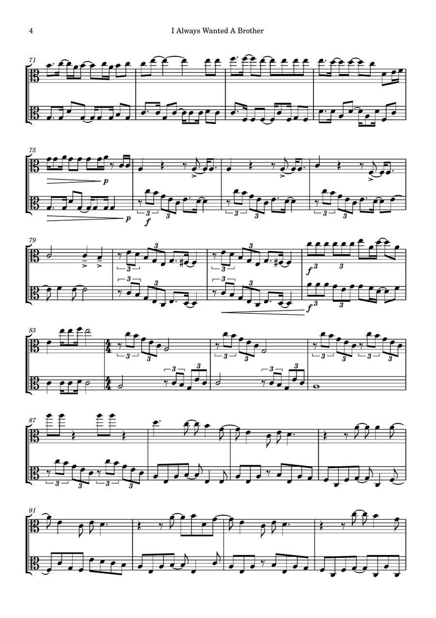 I Always Wanted A Brother String Duet scores gallery preview page 4