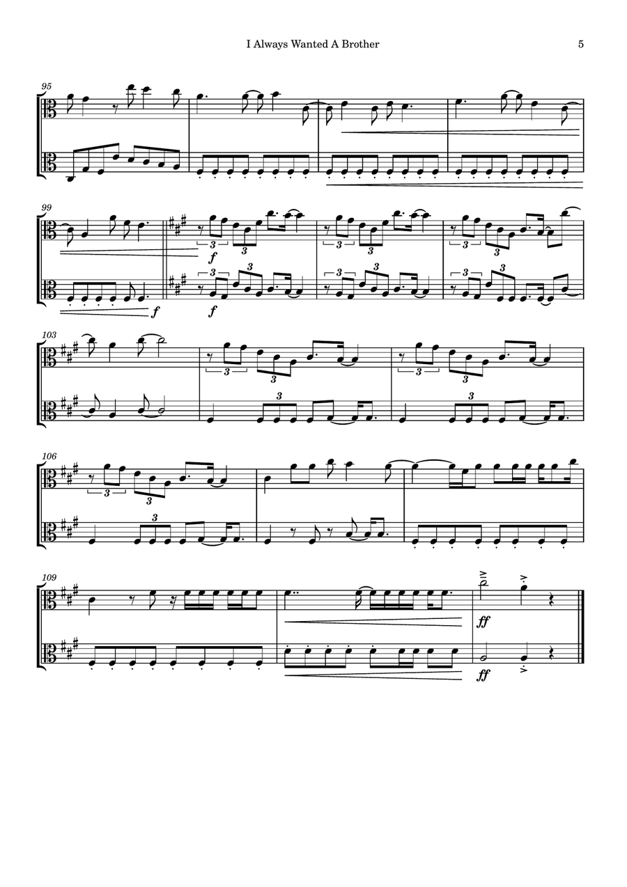 I Always Wanted A Brother String Duet scores gallery preview page 5