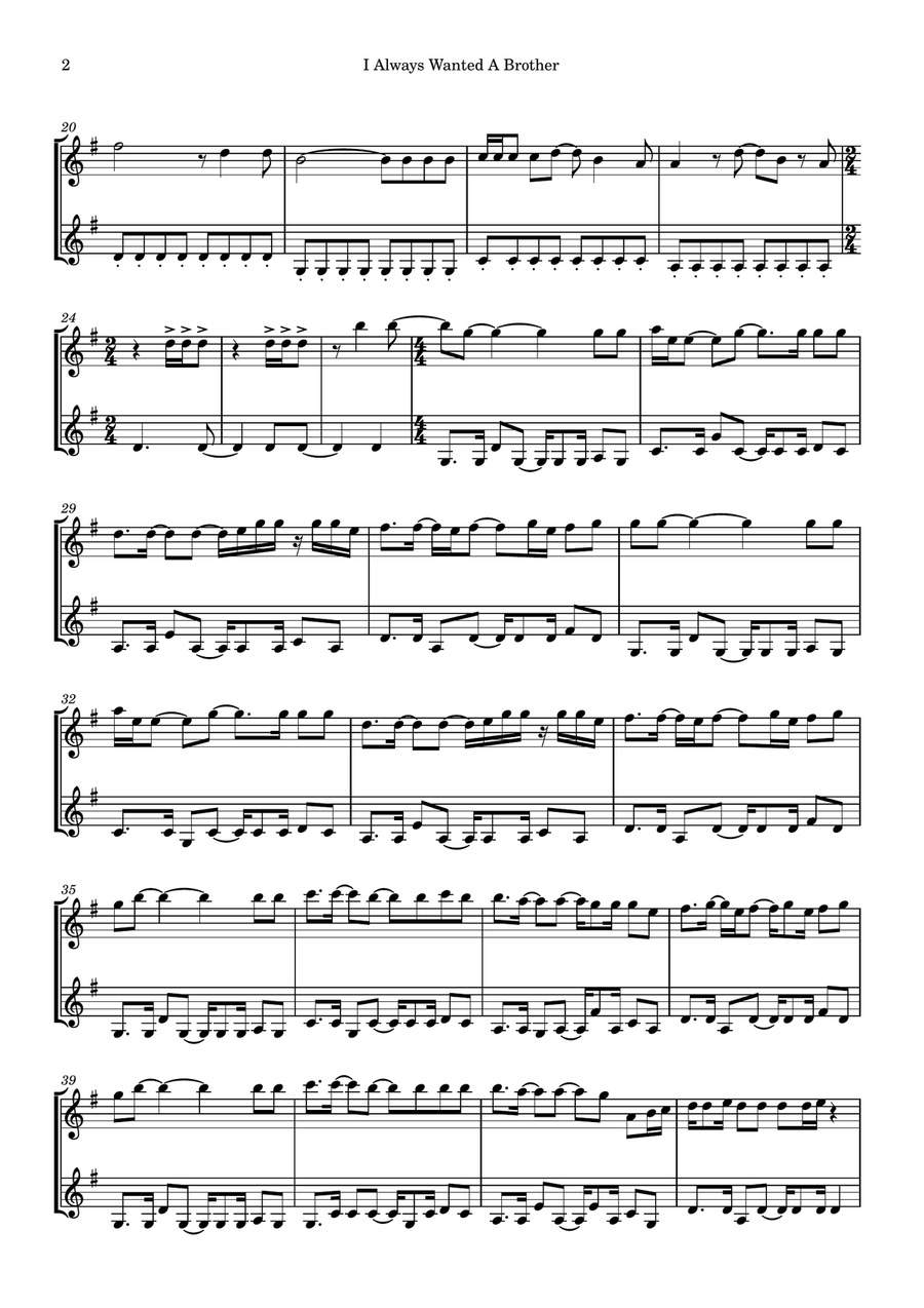 I Always Wanted A Brother String Duet scores gallery preview page 2