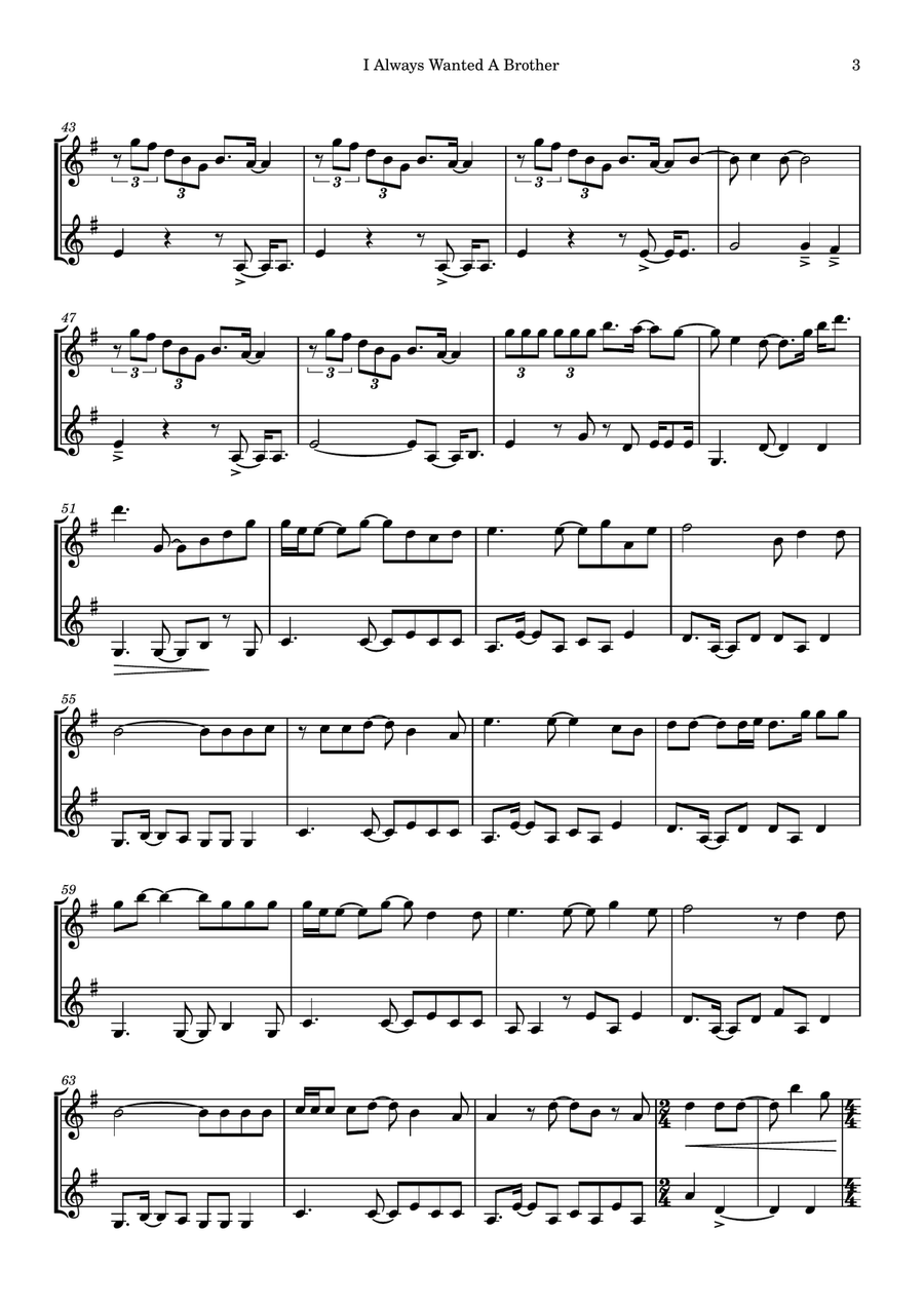 I Always Wanted A Brother String Duet scores gallery preview page 3