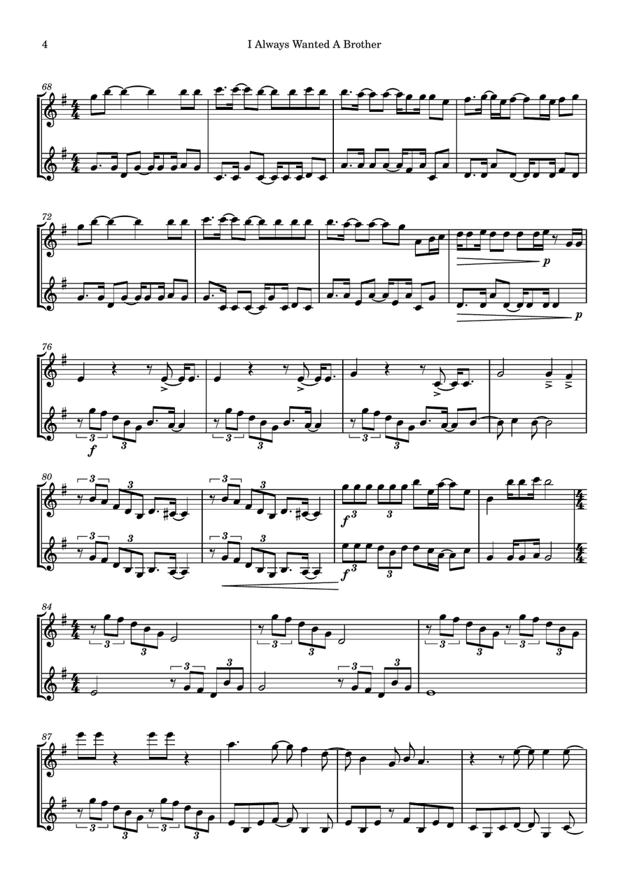 I Always Wanted A Brother String Duet scores gallery preview page 4