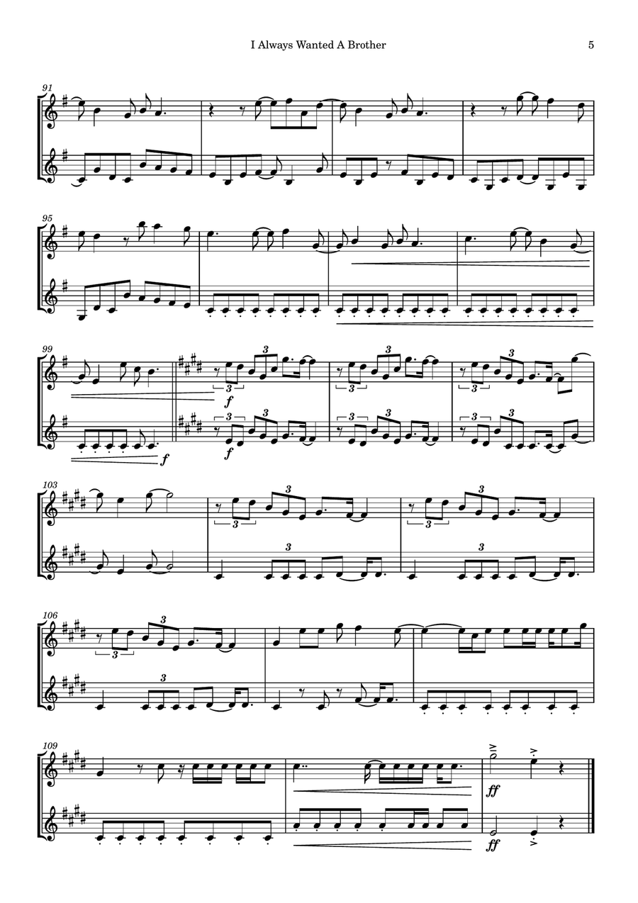 I Always Wanted A Brother String Duet scores gallery preview page 5