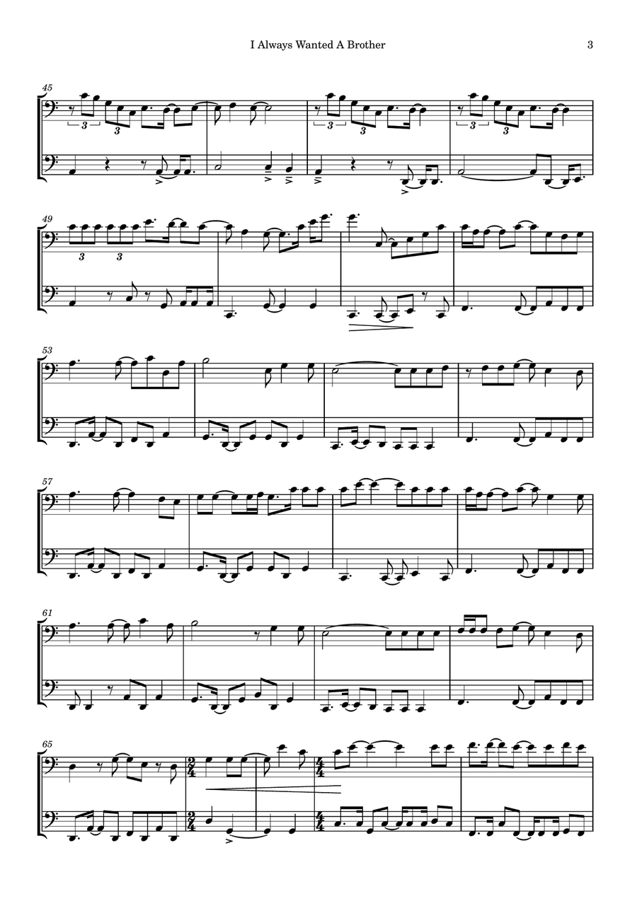 I Always Wanted A Brother String Duet scores gallery preview page 3
