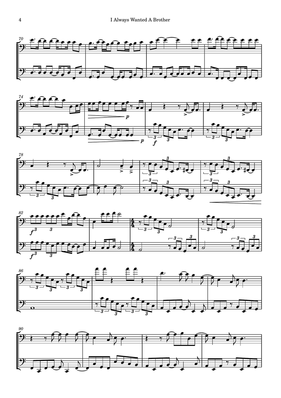 I Always Wanted A Brother String Duet scores gallery preview page 4