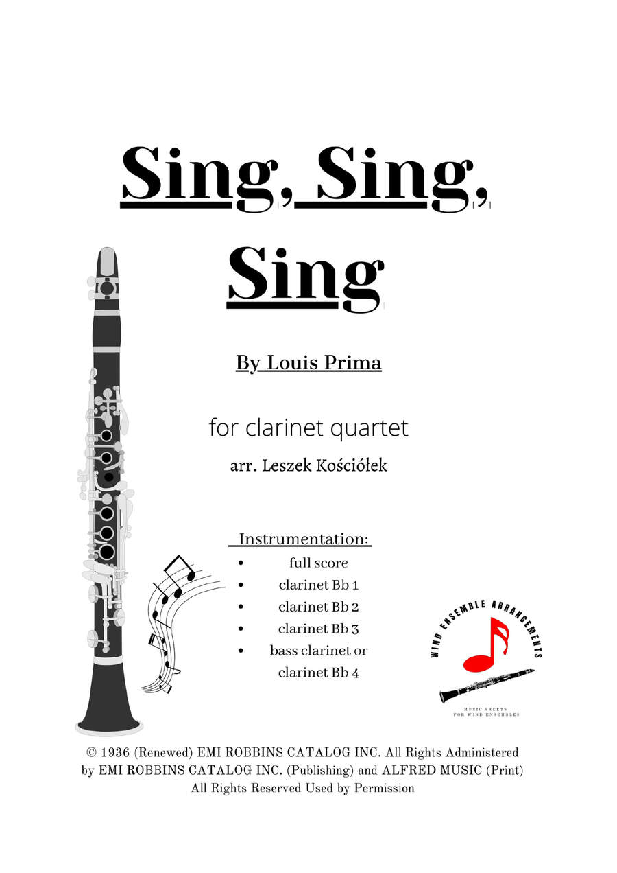 Sing, Sing, Sing Sing, Sing, Sing Clarinet Quartet scores gallery preview page 2