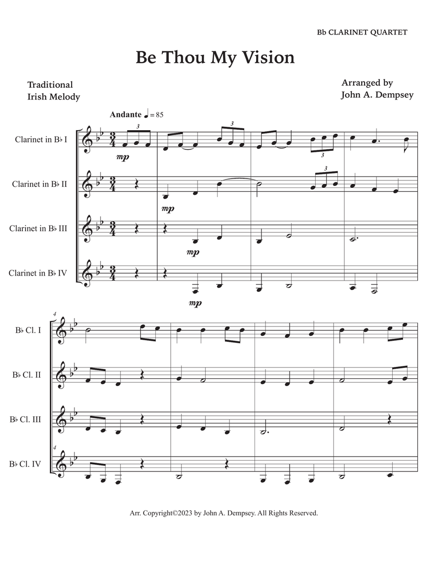 Be Thou My Vision (Clarinet Quartet) Clarinet Quartet scores gallery preview page 5