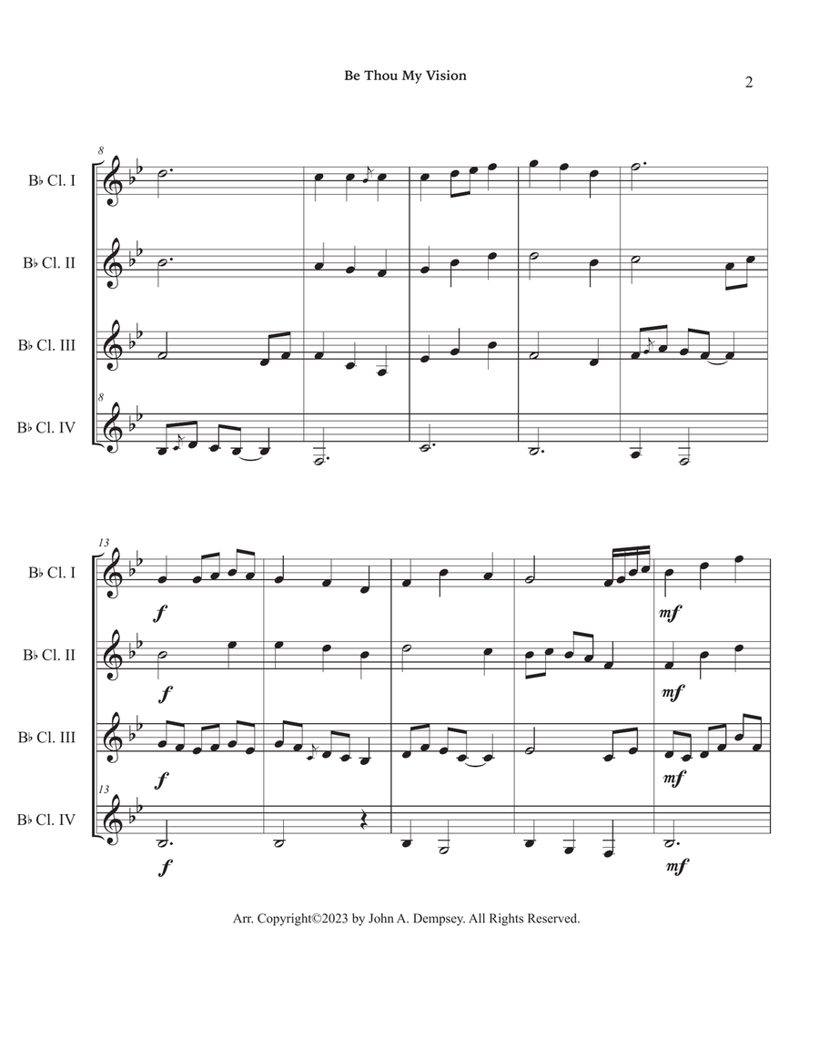 Be Thou My Vision (Clarinet Quartet) Clarinet Quartet scores gallery preview page 6