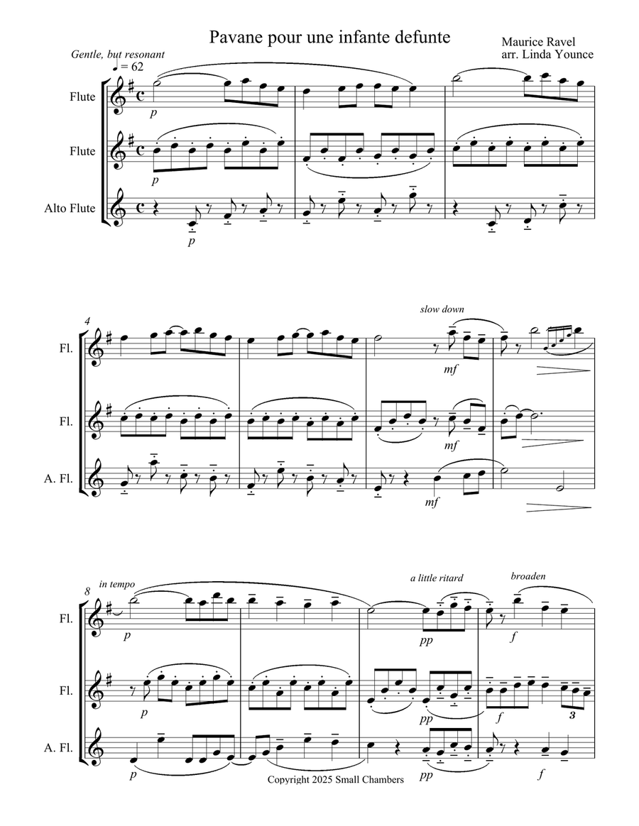 Pavane pour une infante defunte for Flute Trio (C, C, Alto) Flute Trio scores gallery preview page 2