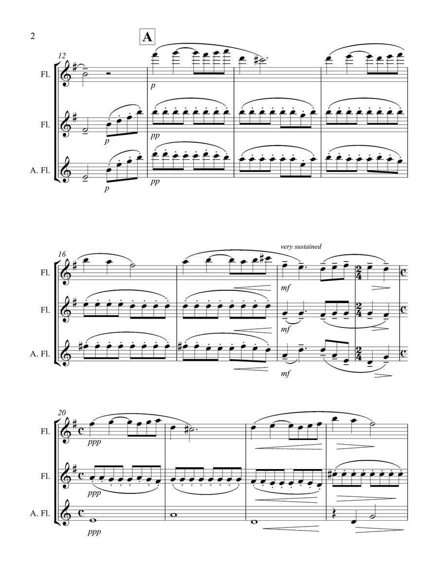 Pavane pour une infante defunte for Flute Trio (C, C, Alto) Flute Trio scores gallery preview page 3