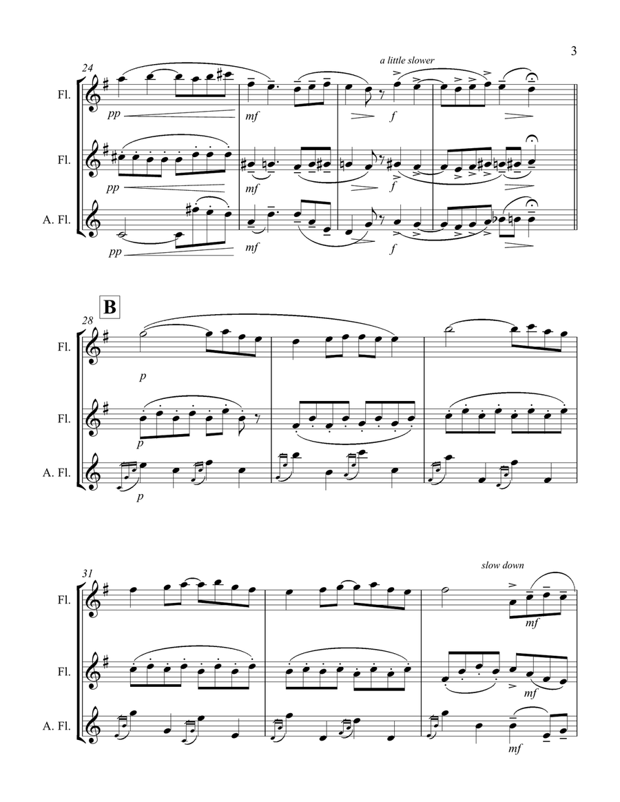 Pavane pour une infante defunte for Flute Trio (C, C, Alto) Flute Trio scores gallery preview page 4
