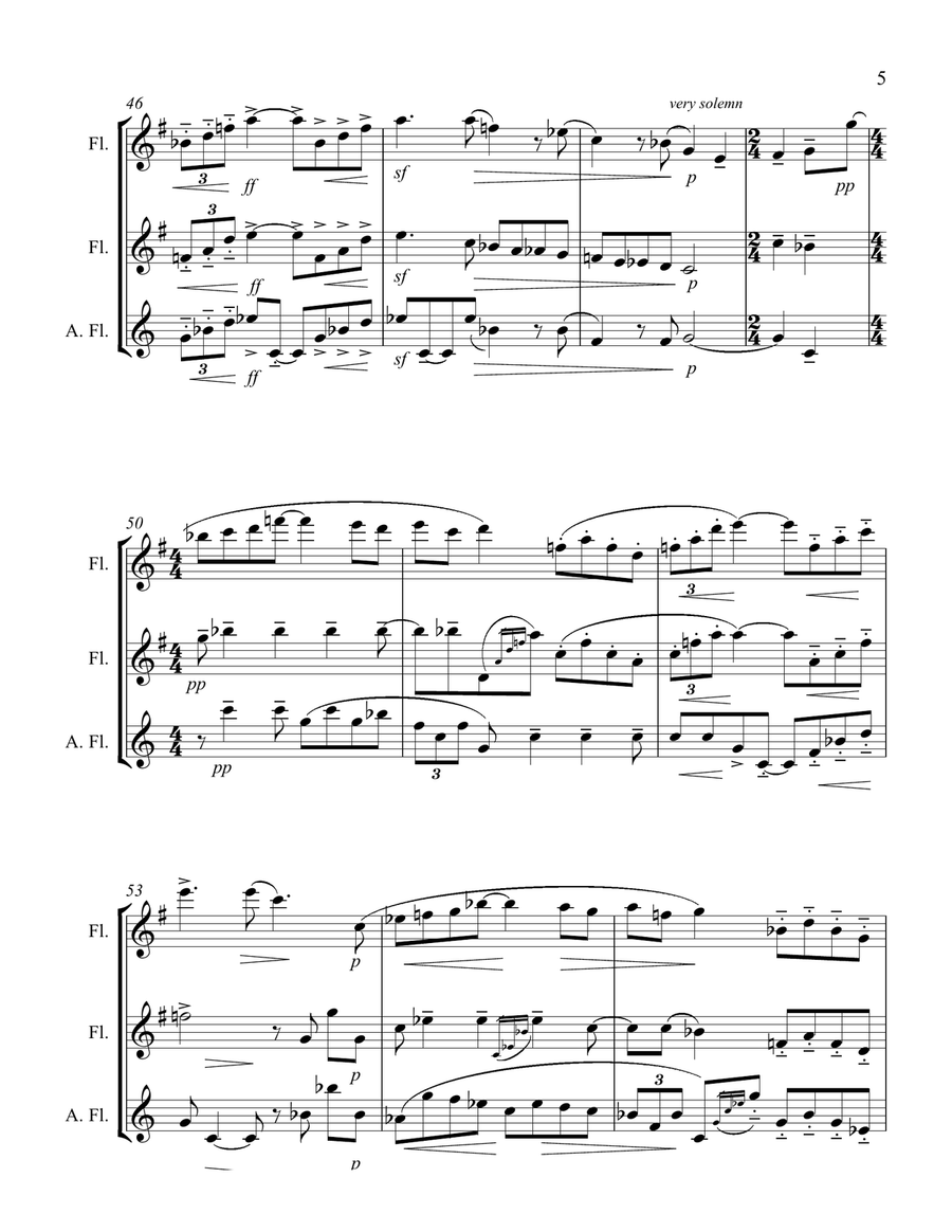Pavane pour une infante defunte for Flute Trio (C, C, Alto) Flute Trio scores gallery preview page 6
