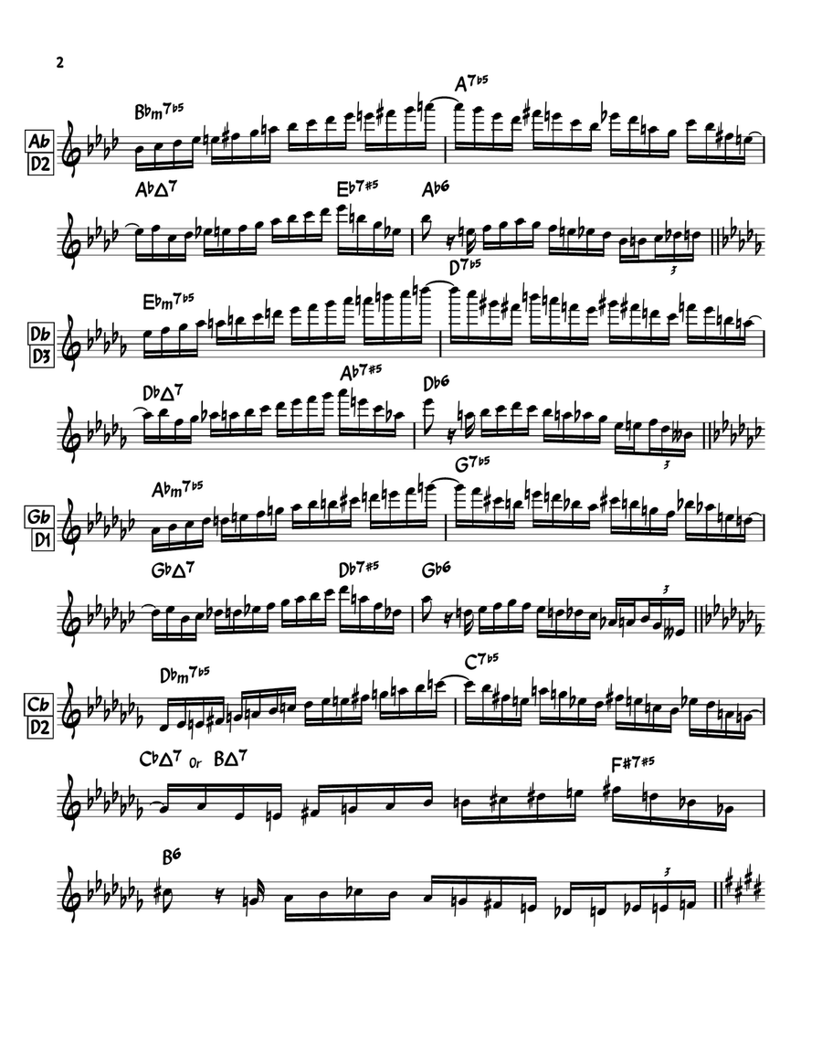 Mixed Exercise for Diminished, 6th diminished, Wholetone 12 keys Flute scores gallery preview page 2