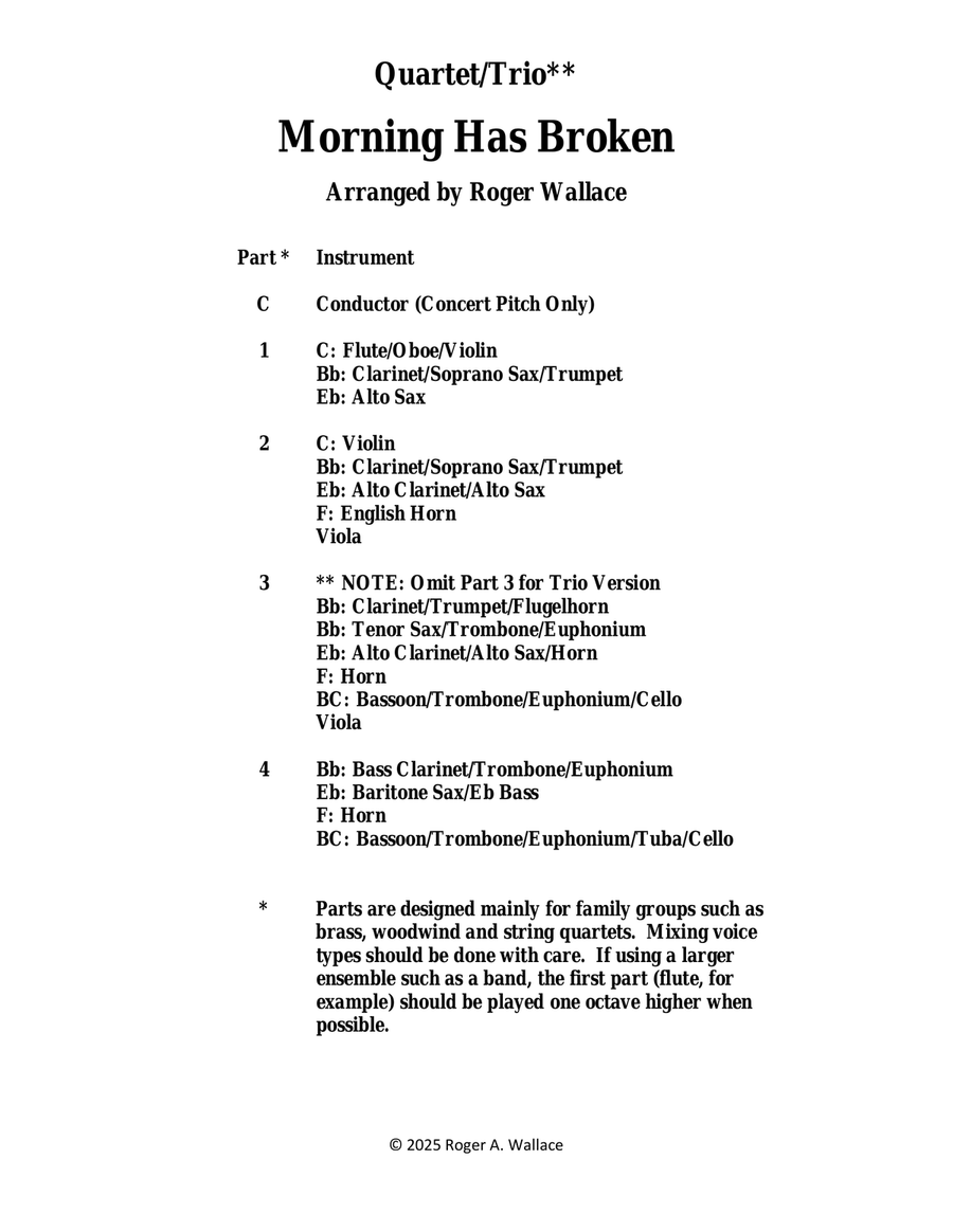 Morning Has Broken (String Quartet) String Quartet scores gallery preview page 1