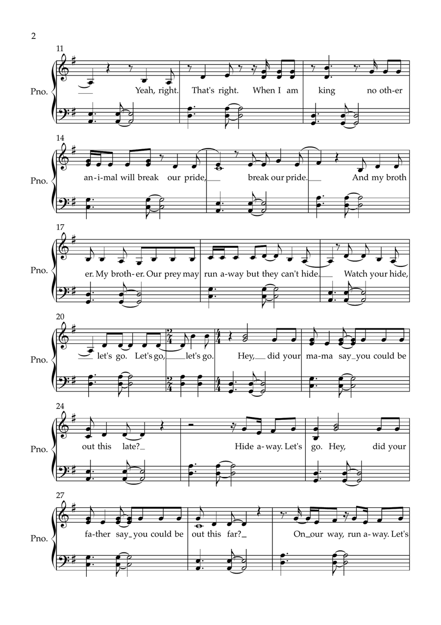 I Always Wanted A Brother Piano Solo scores gallery preview page 2