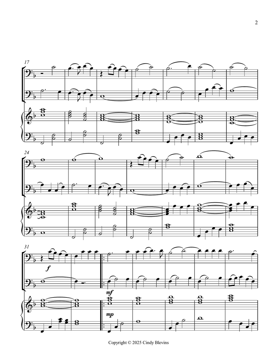 How Great Thou Art, for Two Trombones and Piano Trombone Duet scores gallery preview page 3