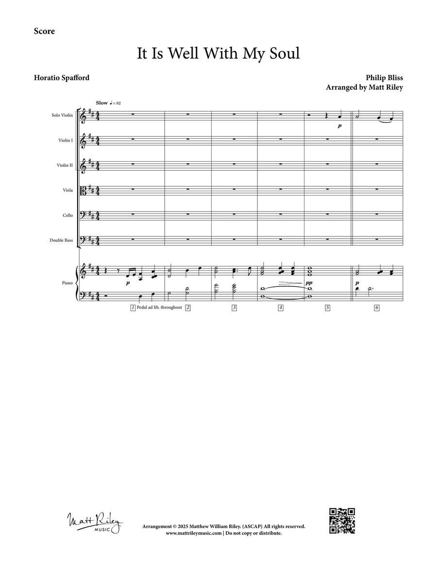 It Is Well With My Soul - Advanced Violin, Piano, & String Orchestra Chamber Music scores gallery preview page 4