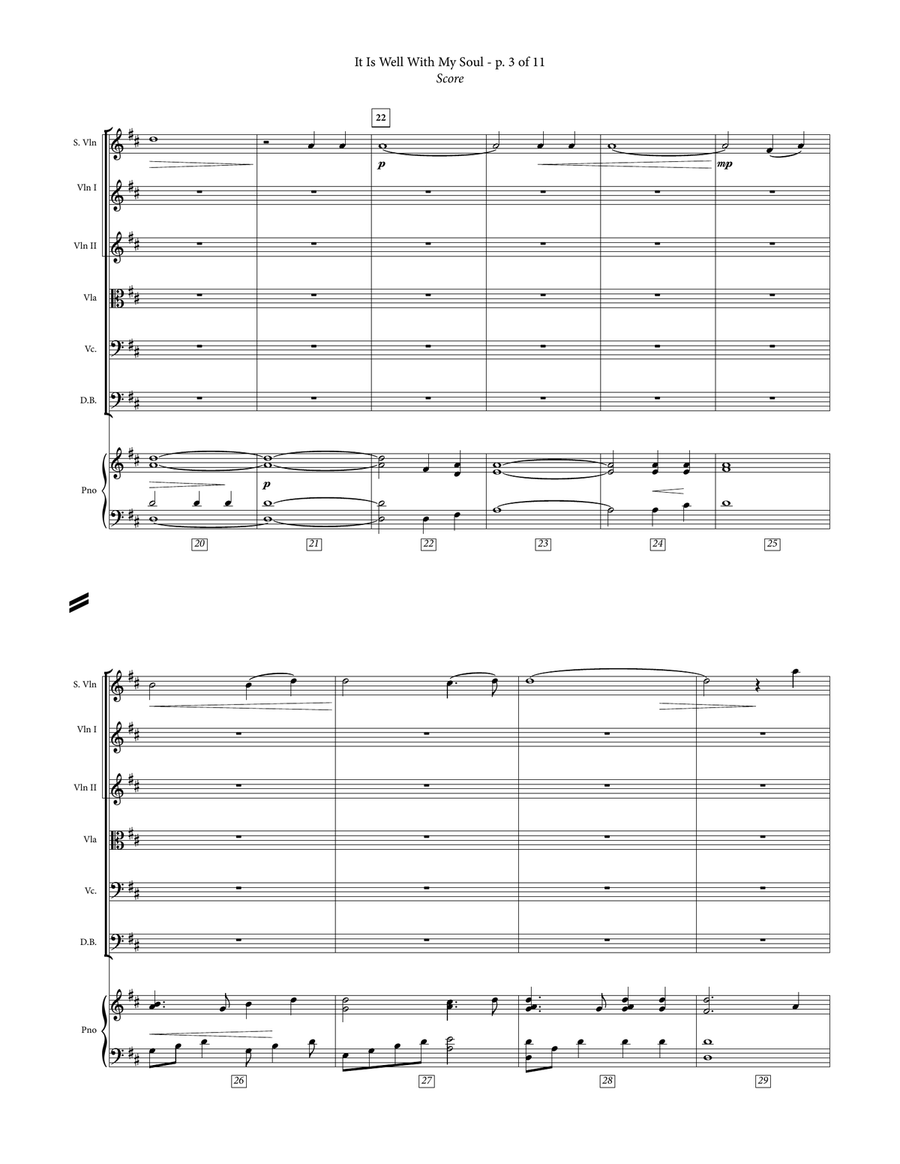 It Is Well With My Soul - Advanced Violin, Piano, & String Orchestra Chamber Music scores gallery preview page 6