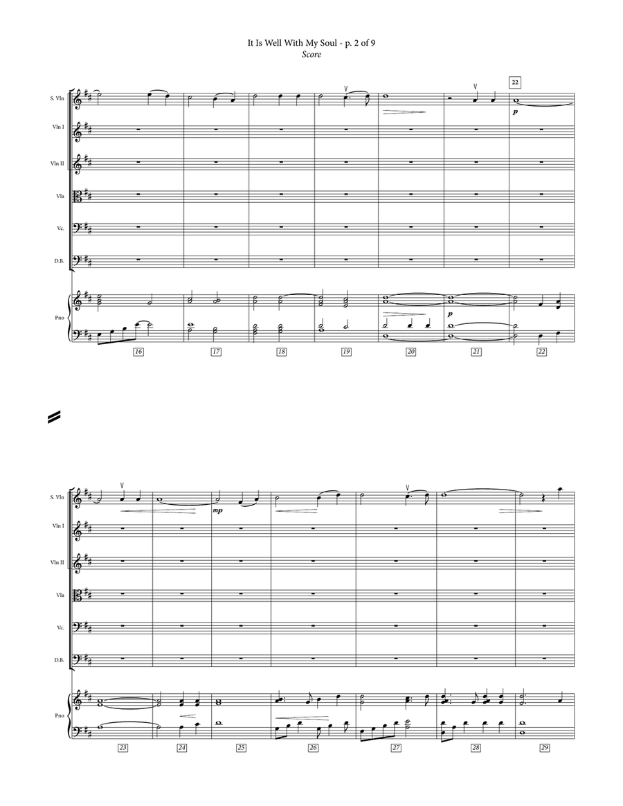 It Is Well With My Soul - Early Intermediate Violin, Piano & String Orchestra Chamber Music scores gallery preview page 6