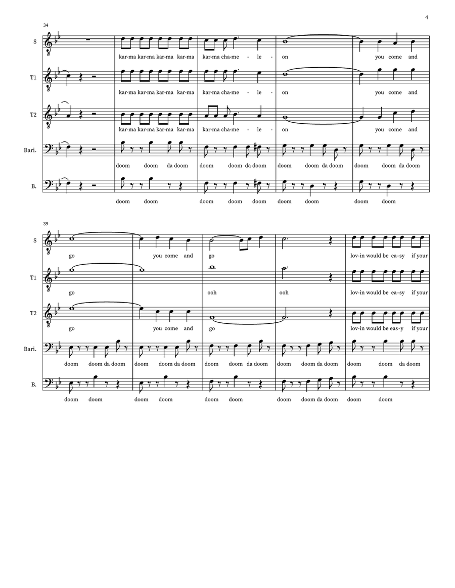 Karma Chameleon Karma Chameleon TTBB scores gallery preview page 4