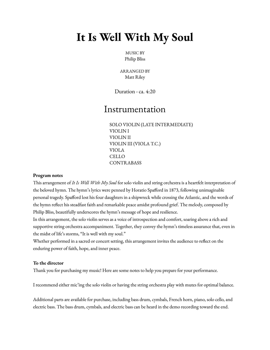 It Is Well With My Soul - Late Intermediate Violin & String Orchestra Chamber Music scores gallery preview page 2