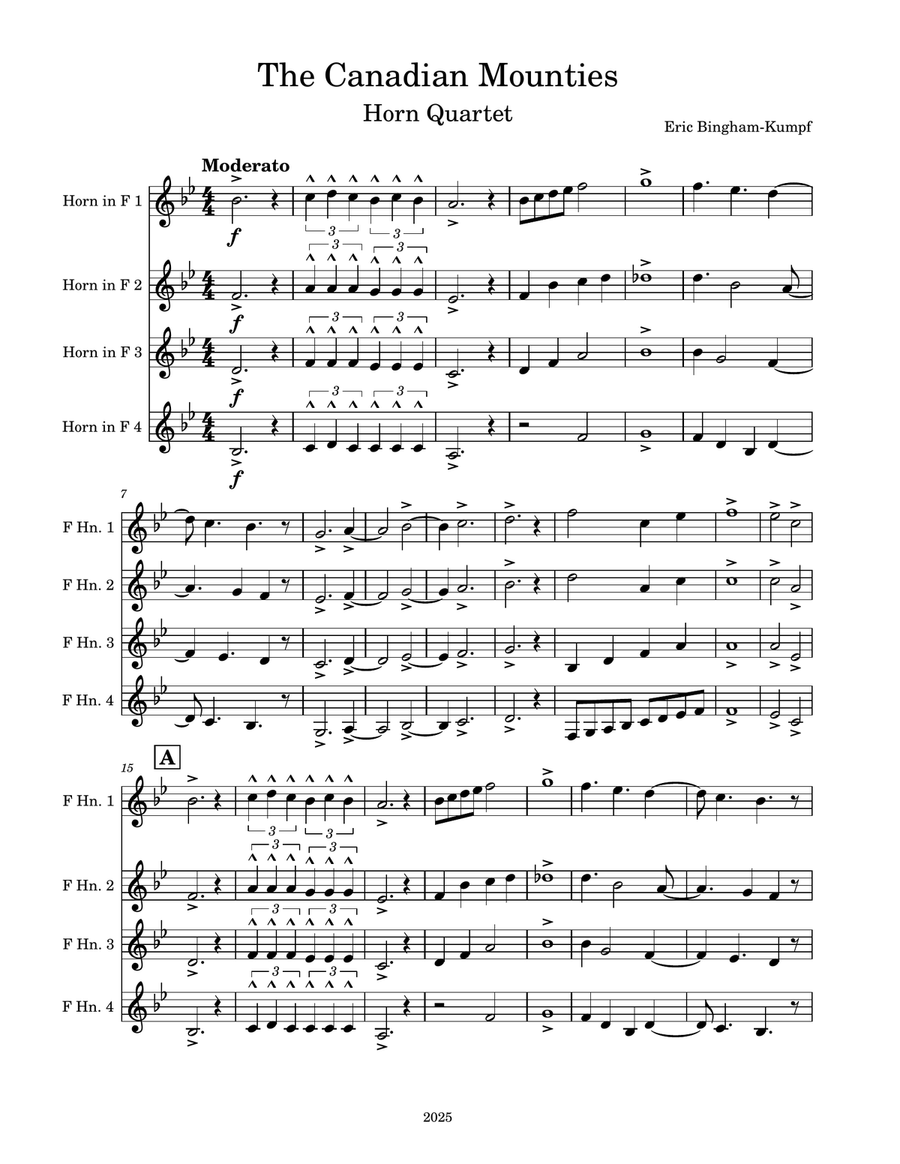 The Canadian Mounties The Canadian Mounties Brass Quartet scores gallery preview page 1