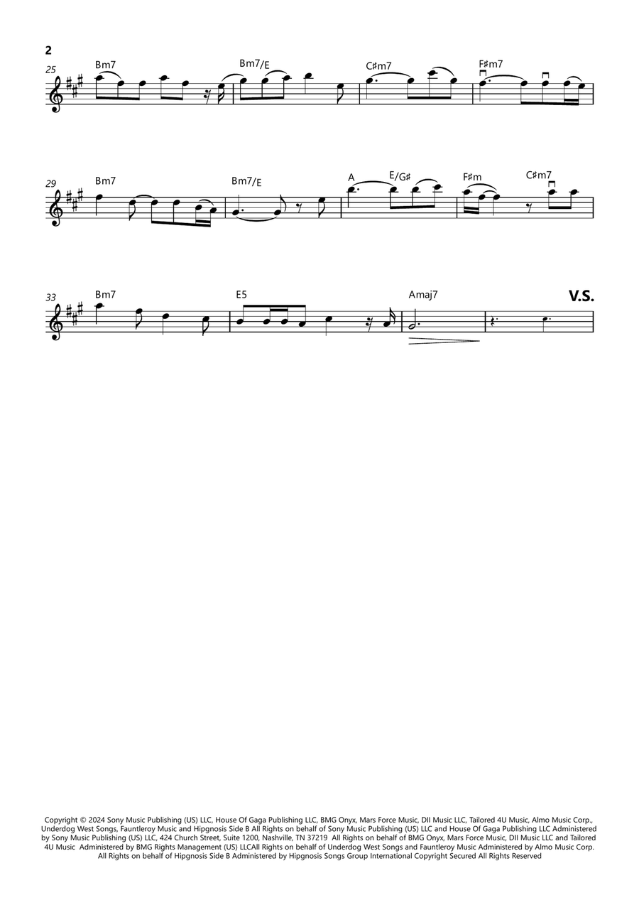 Die With A Smile Die With A Smile Violin Solo scores gallery preview page 2