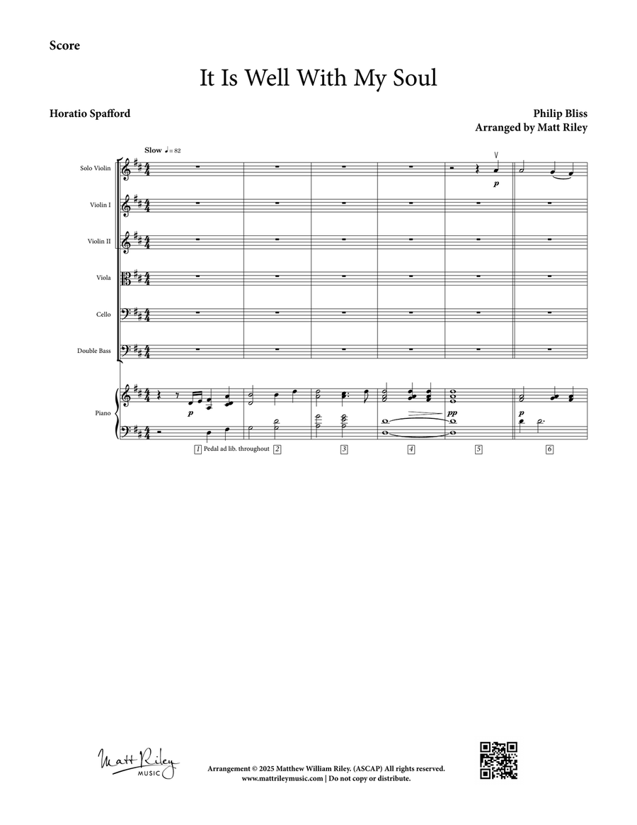 It Is Well With My Soul - Late Intermediate Violin, Piano, & String Orchestra Chamber Music scores gallery preview page 4