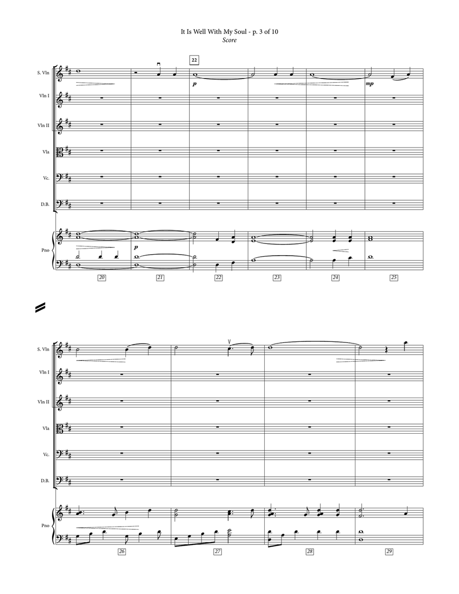 It Is Well With My Soul - Late Intermediate Violin, Piano, & String Orchestra Chamber Music scores gallery preview page 6