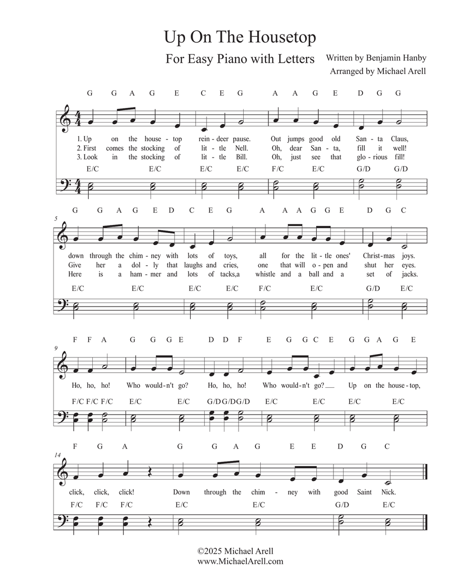 Up On The Housetop Up On The Housetop Easy Piano scores gallery preview page 1