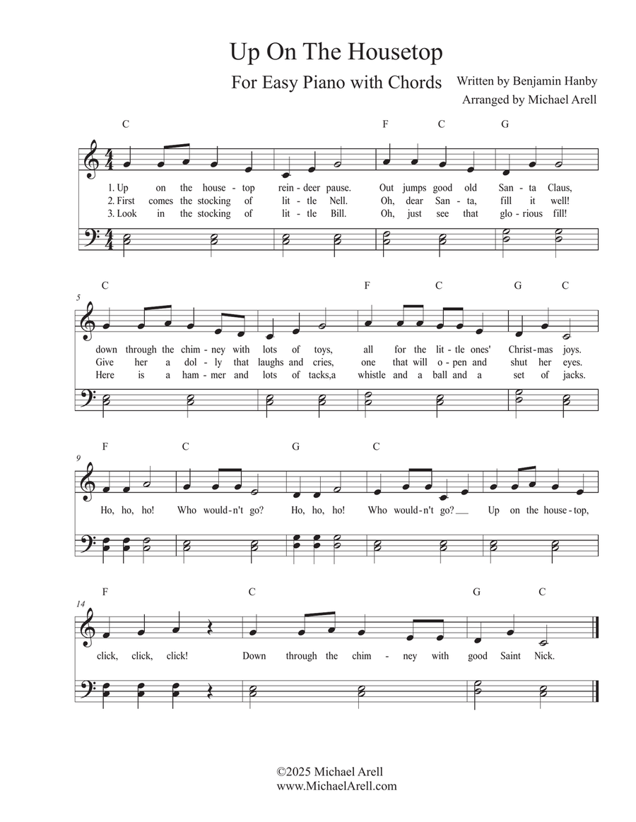 Up On The Housetop Up On The Housetop Easy Piano scores gallery preview page 2