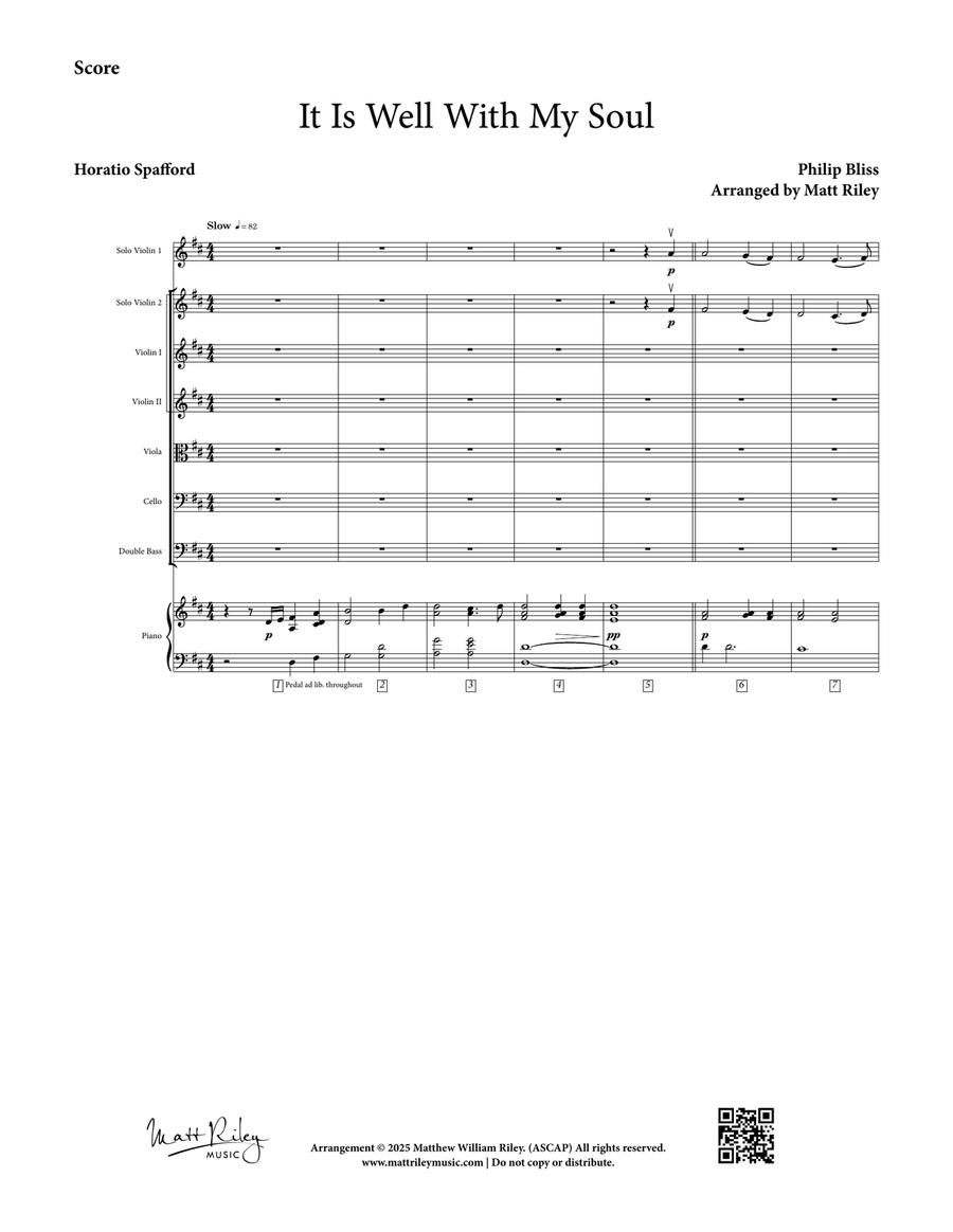 It Is Well With My Soul - Two Advanced Violins, Piano, & String Orchestra Chamber Music scores gallery preview page 5