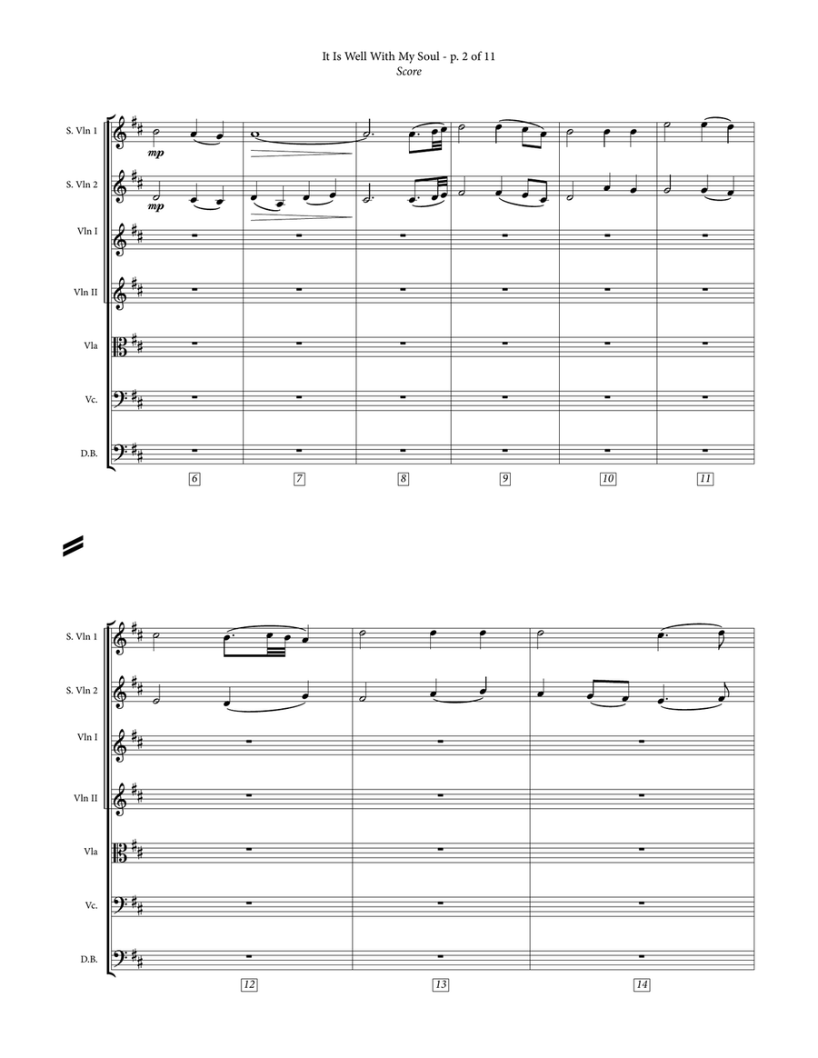 It Is Well With My Soul - Two Intermediate Violins, Piano, & String Orchestra Chamber Music scores gallery preview page 6