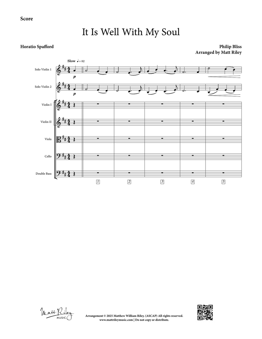 It Is Well With My Soul - Two Intermediate Violins & String Orchestra Chamber Music scores gallery preview page 5