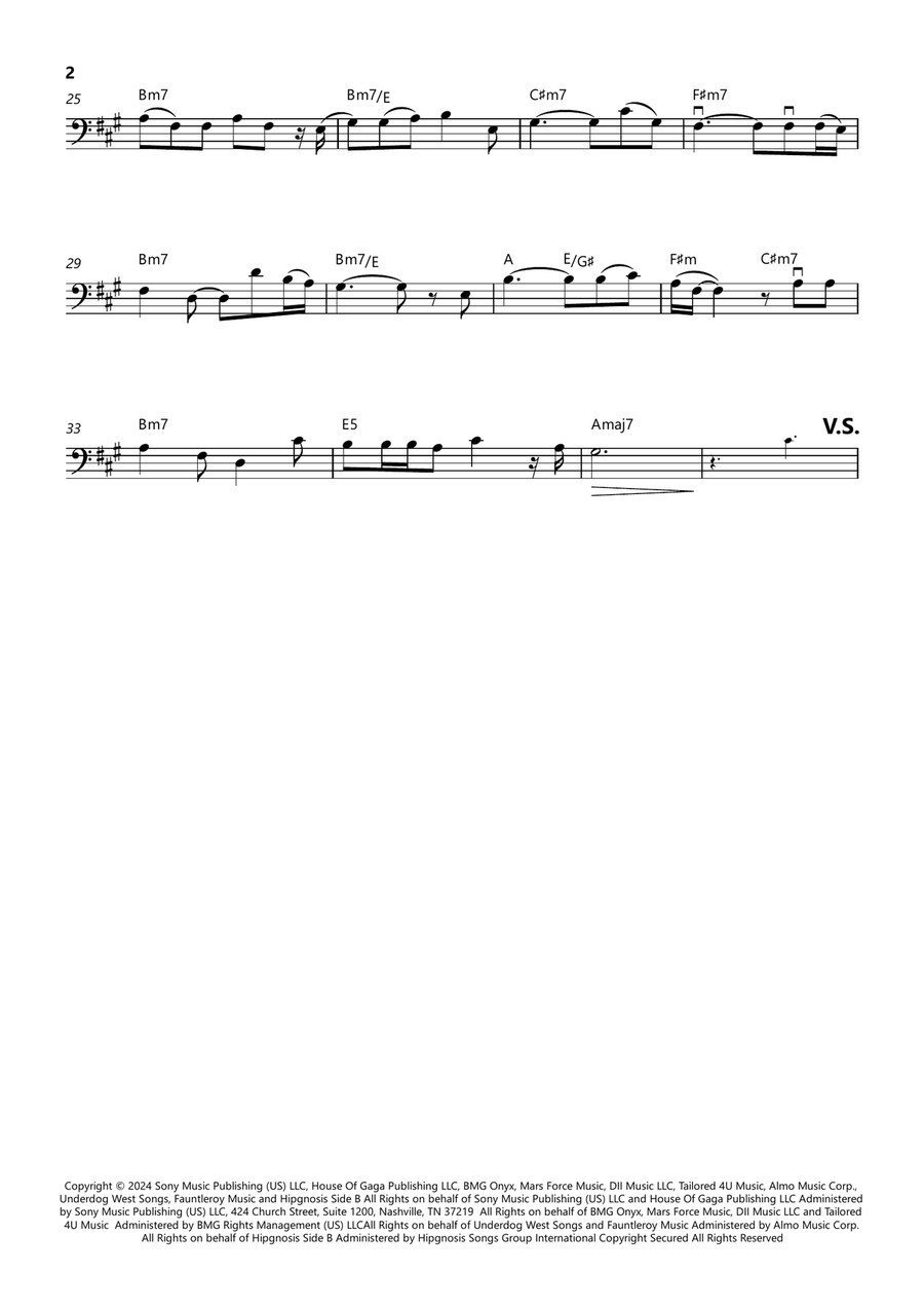 Die With A Smile Die With A Smile Cello Solo scores gallery preview page 2