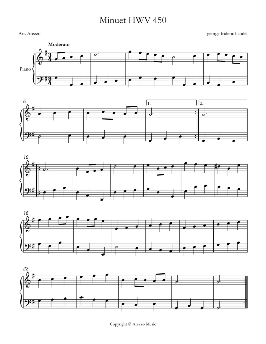 handel minuet hwv 450 piano sheet music Chamber Music scores gallery preview page 1