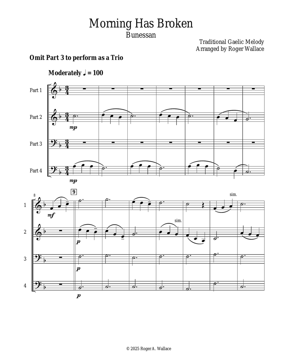 Morning Has Broken (String Trio) String Trio scores gallery preview page 2