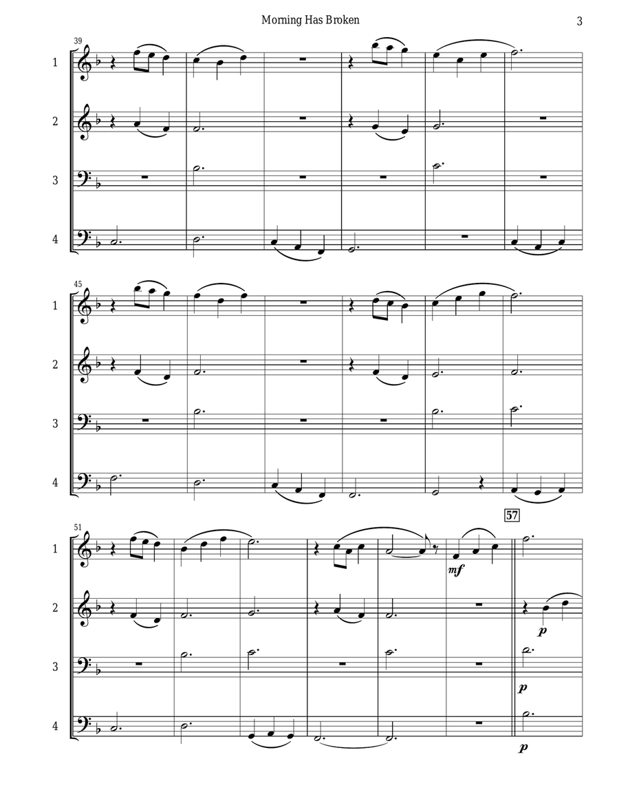 Morning Has Broken (String Trio) String Trio scores gallery preview page 4