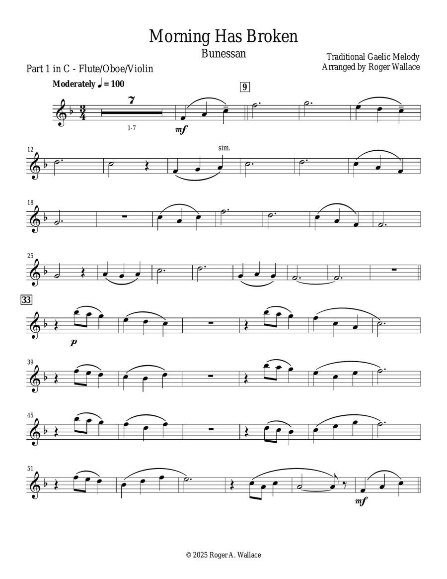 Morning Has Broken (String Trio) String Trio scores gallery preview page 6