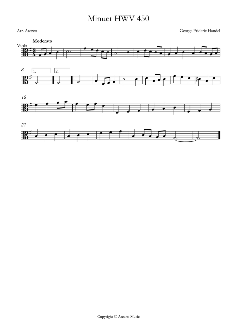 handel minuet hwv 450 Viola and Cello Sheet Music String Duet scores gallery preview page 2