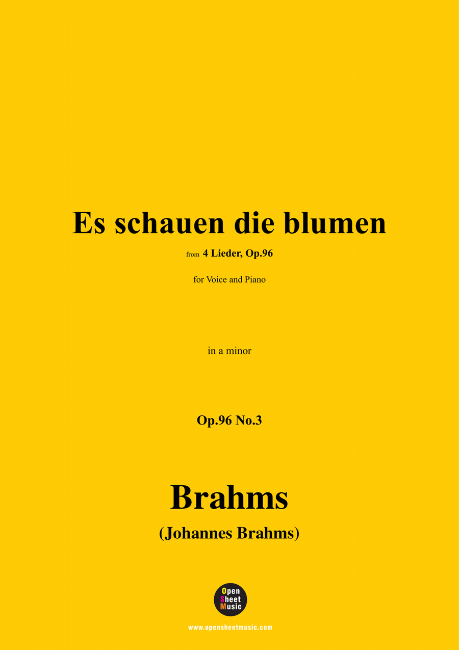 Brahms-Es schauen die blumen,in a minor Piano, Vocal scores gallery preview page 1