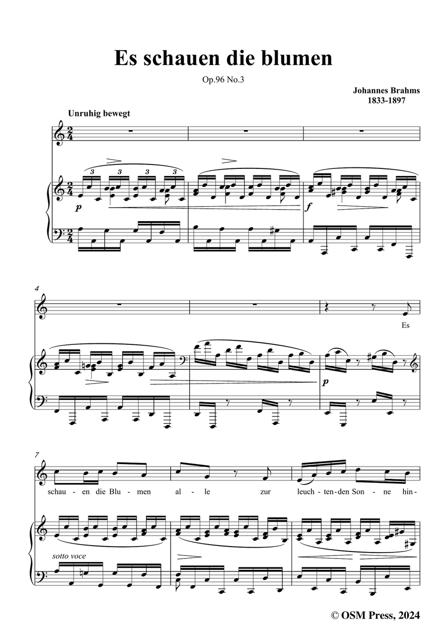 Brahms-Es schauen die blumen,in a minor Piano, Vocal scores gallery preview page 3