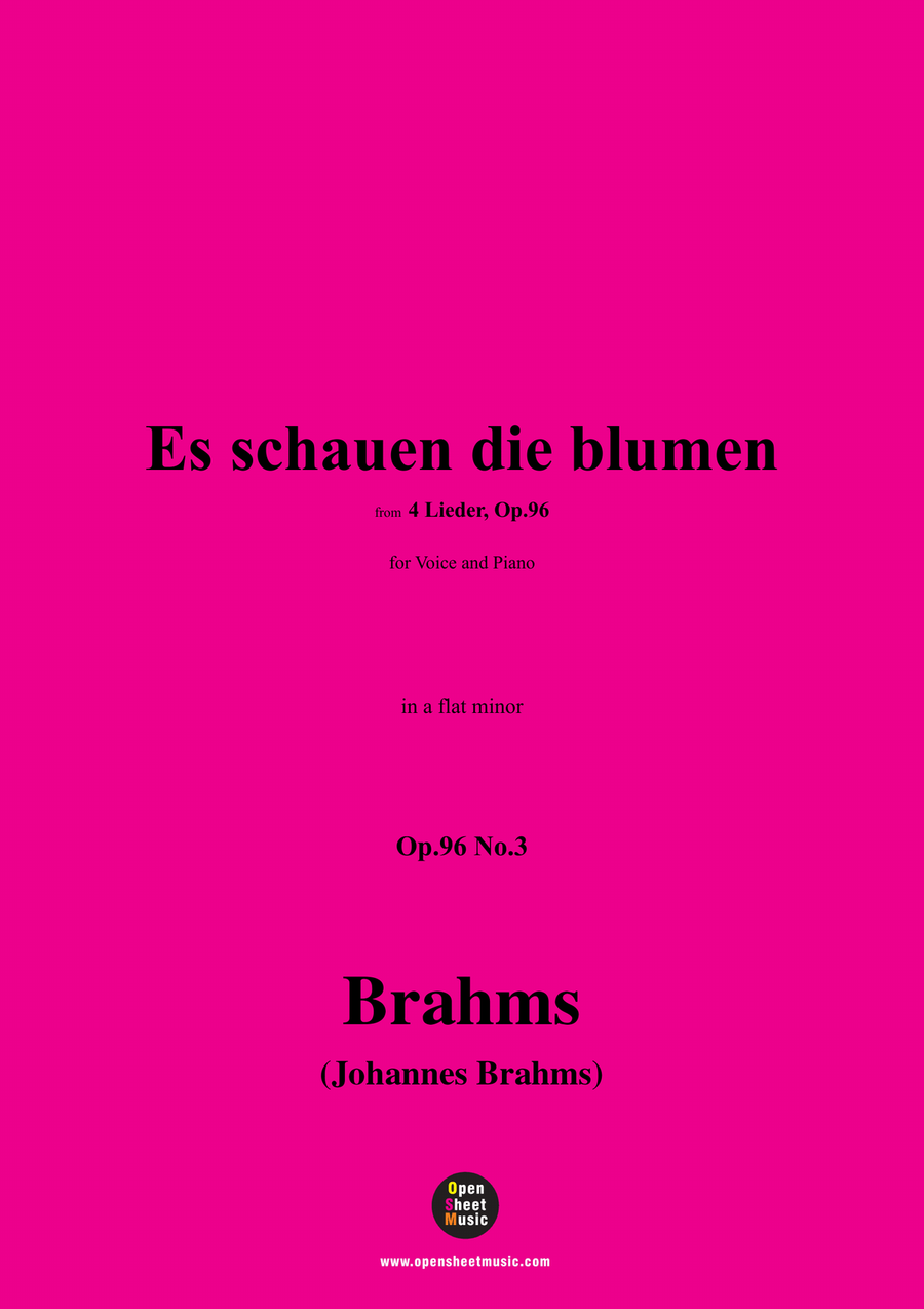 Brahms-Es schauen die blumen,Op.96 No.3 in a flat minor Piano, Vocal scores gallery preview page 1