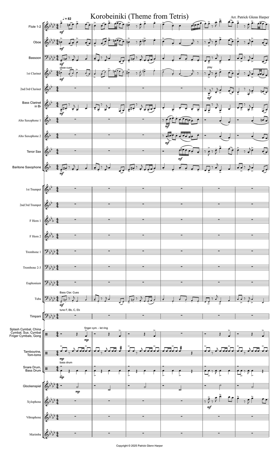 Korobeiniki (Theme from Tetris) Concert Band scores gallery preview page 2