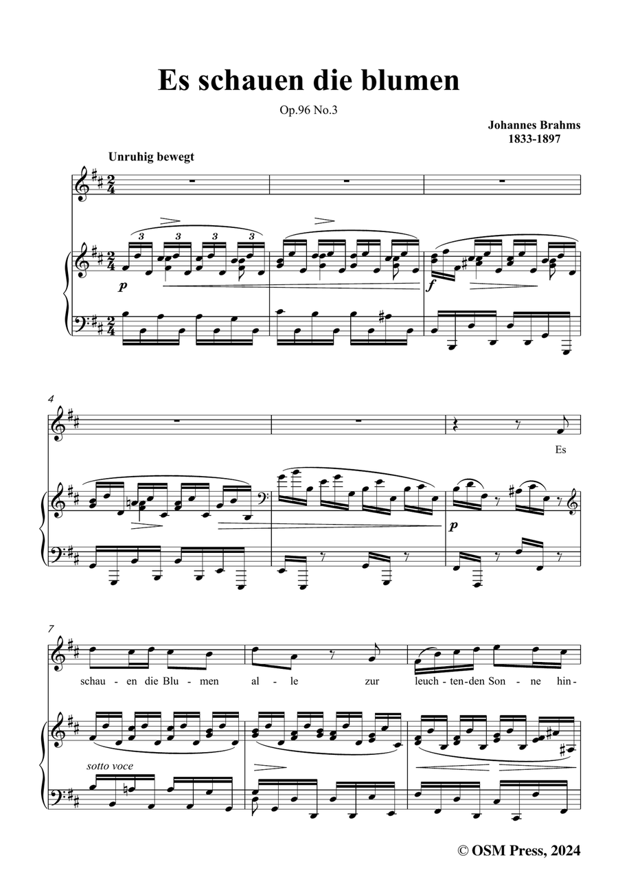 Brahms-Es schauen die blumen,in b minor Piano, Vocal scores gallery preview page 3