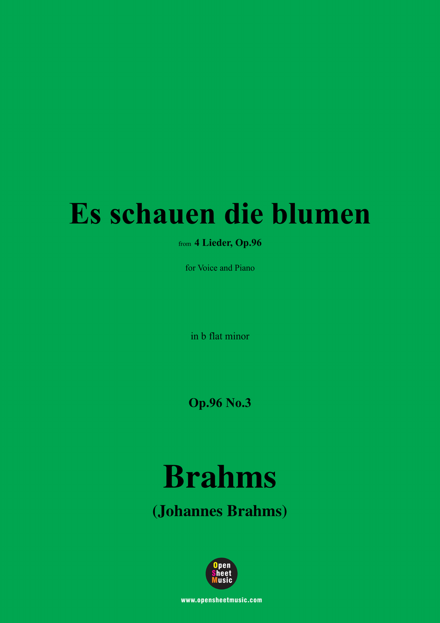 Brahms-Es schauen die blumen,Op.96 No.3 in b flat minor Piano, Vocal scores gallery preview page 1