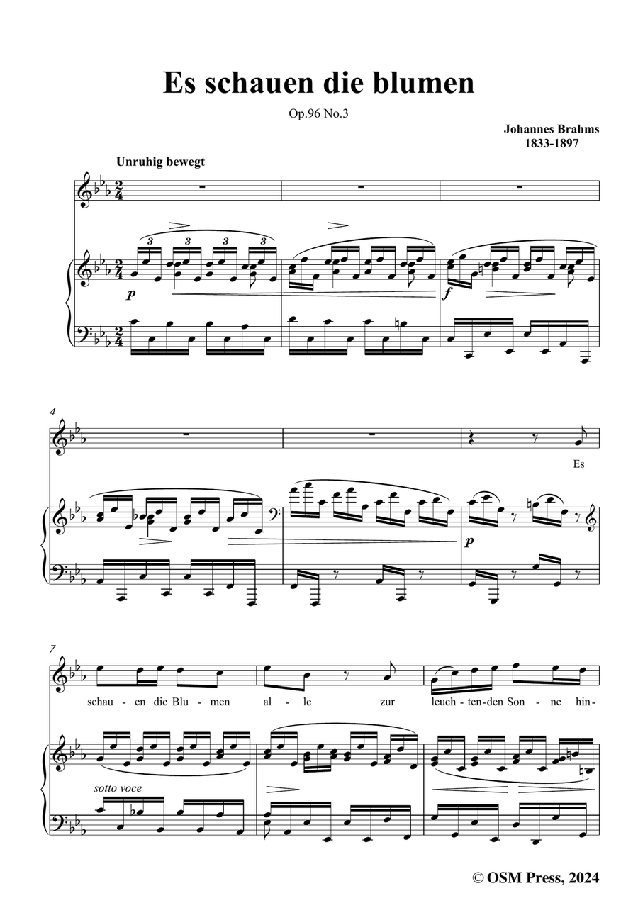 Brahms-Es schauen die blumen,in c minor Piano, Vocal scores gallery preview page 3