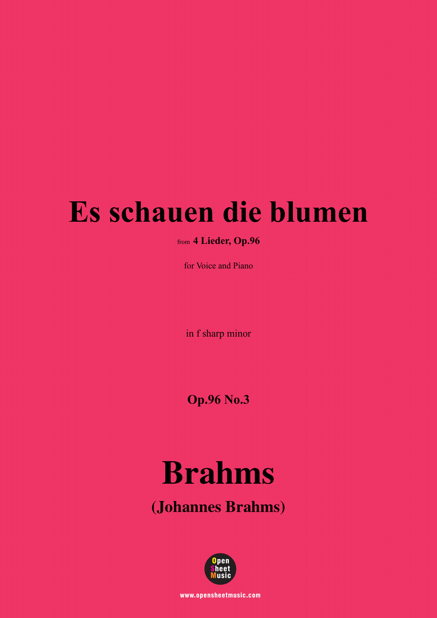 Brahms-Es schauen die blumen,in f sharp minor Piano, Vocal scores gallery preview page 1
