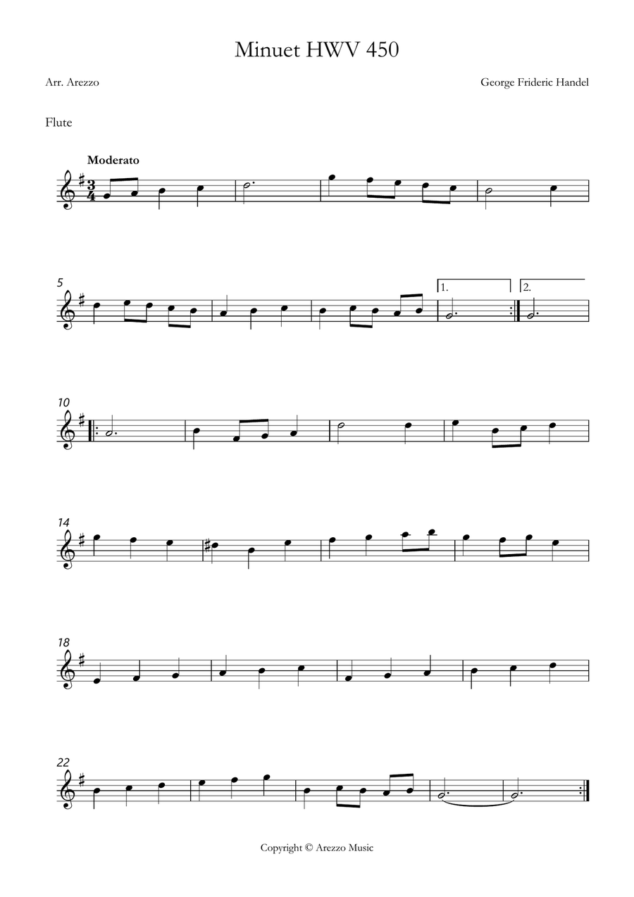 handel minuet hwv 450 Flute and Trombone Sheet Music Chamber Music scores gallery preview page 2